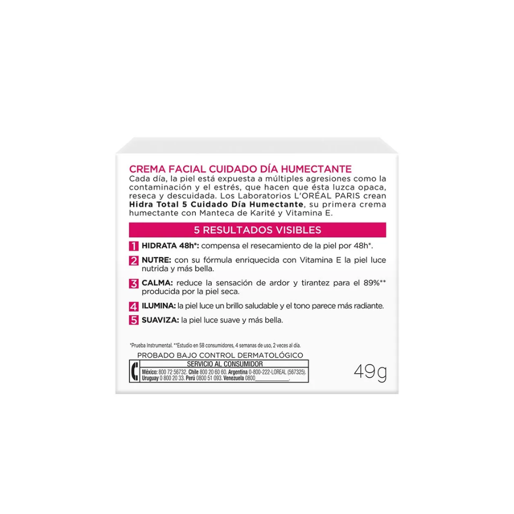 Loreal Crema Hidratante piel seca Hidra total 5