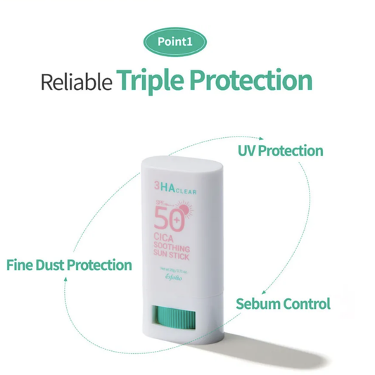 Esfolio 3HA Clear Cica Soothing Protector solar en barra