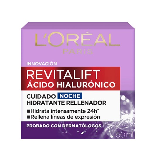 Loreal Crema noche Anti-Arrugas Revitalift Ácido Hialurónico 50 mL