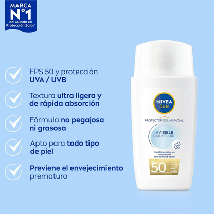Nivea Protector Solar Invisible Daily Fluid FPS 50