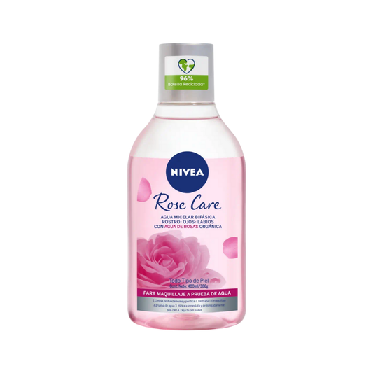 Nivea Agua micelar Rose Care bifásica para maquillaje a prueba de agua 400 mL